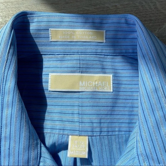 Michael Kors Blue Striped Button Down Dress Shirt - Picture 5 of 14